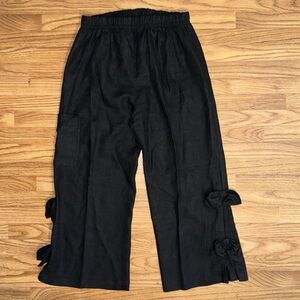 Dress to Kill By Jane Mohr Balloon 100% Linen Size 1 Flared With Side Bows Pants